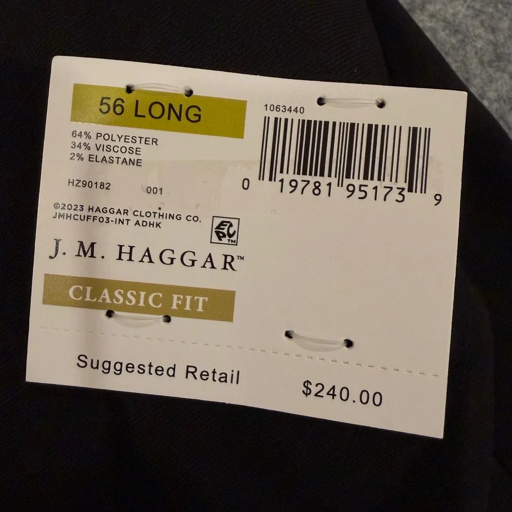 JM Haggar Mens Premium Stretch Suit Separate Jacket Black 56 Long Classic Fit